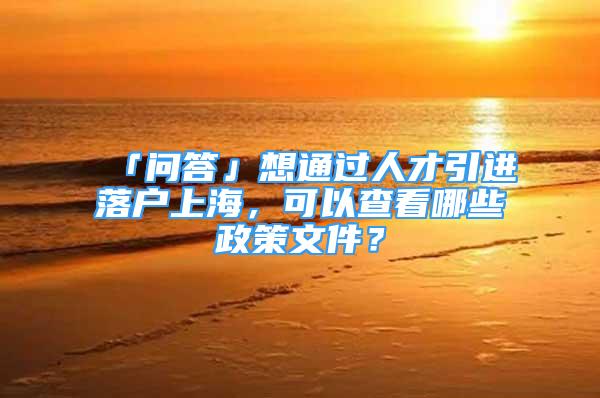 「问答」想通过人才引进落户上海，可以查看哪些政策文件？