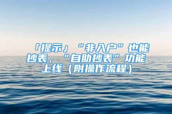 「提示」“非入户”也能抄表，“自助抄表”功能上线（附操作流程）