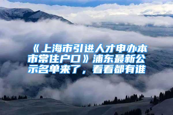 《上海市引进人才申办本市常住户口》浦东最新公示名单来了，看看都有谁