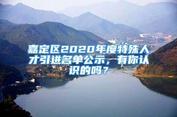 嘉定区2020年度特殊人才引进名单公示，有你认识的吗？