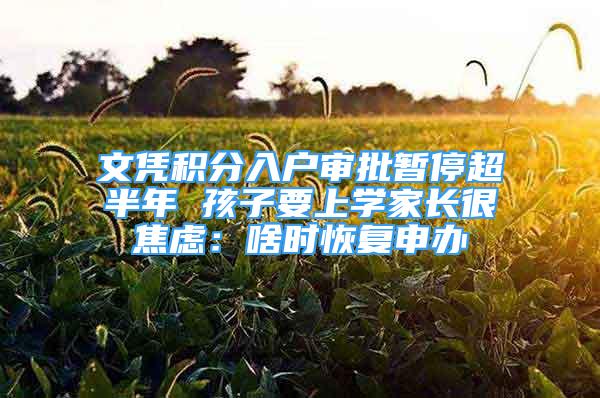 文凭积分入户审批暂停超半年 孩子要上学家长很焦虑：啥时恢复申办