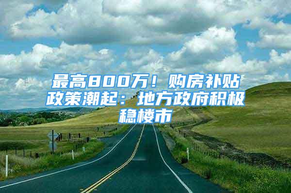 最高800万！购房补贴政策潮起：地方政府积极稳楼市