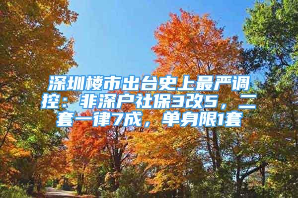 深圳楼市出台史上最严调控：非深户社保3改5，二套一律7成，单身限1套