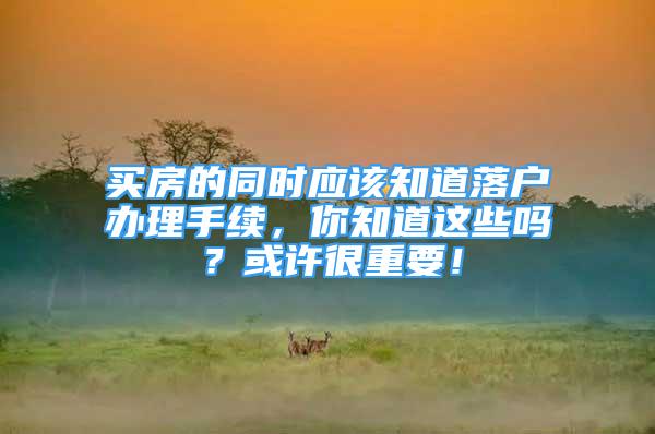 买房的同时应该知道落户办理手续，你知道这些吗？或许很重要！