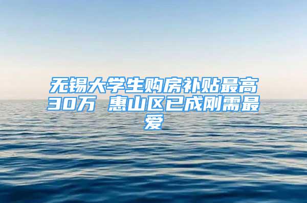 无锡大学生购房补贴最高30万 惠山区已成刚需最爱