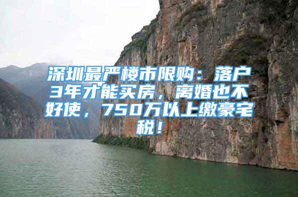 深圳最严楼市限购：落户3年才能买房，离婚也不好使，750万以上缴豪宅税！