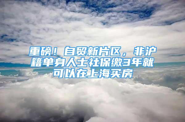 重磅！自贸新片区，非沪籍单身人士社保缴3年就可以在上海买房