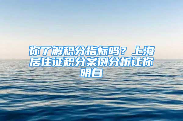 你了解积分指标吗？上海居住证积分案例分析让你明白