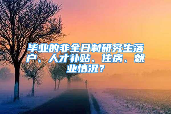 毕业的非全日制研究生落户、人才补贴、住房、就业情况？