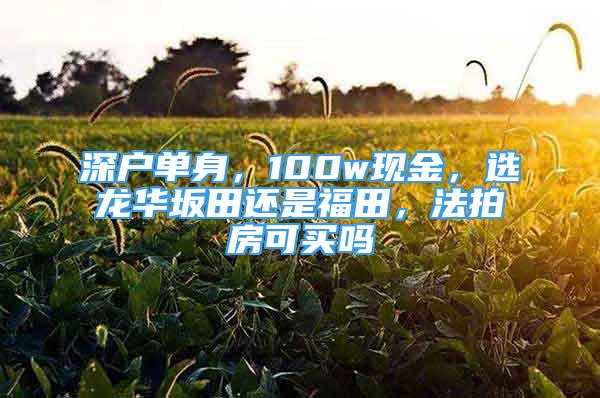 深户单身，100w现金，选龙华坂田还是福田，法拍房可买吗