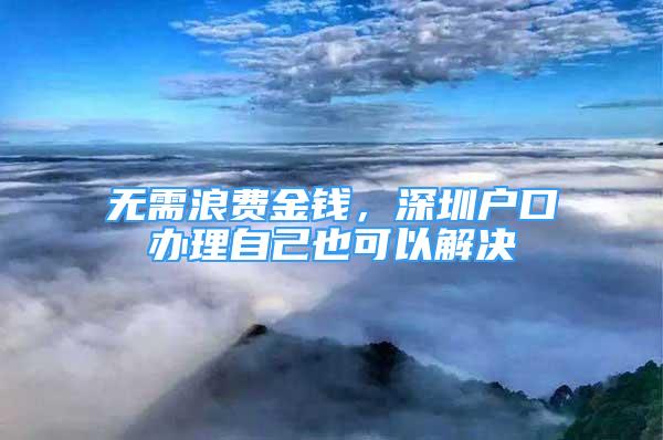 无需浪费金钱，深圳户口办理自己也可以解决