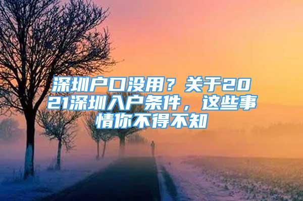 深圳户口没用？关于2021深圳入户条件，这些事情你不得不知