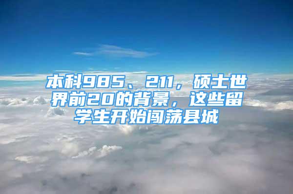 本科985、211，硕士世界前20的背景，这些留学生开始闯荡县城