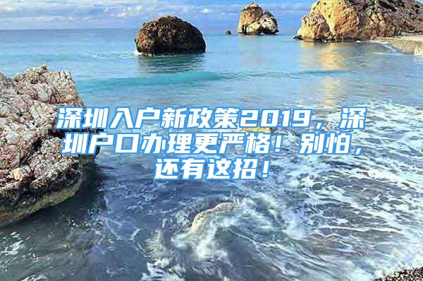 深圳入户新政策2019，深圳户口办理更严格！别怕，还有这招！