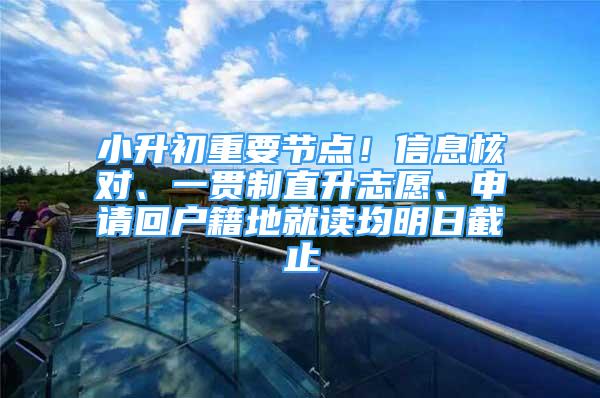 小升初重要节点！信息核对、一贯制直升志愿、申请回户籍地就读均明日截止