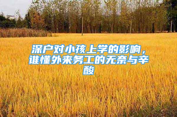 深户对小孩上学的影响，谁懂外来务工的无奈与辛酸