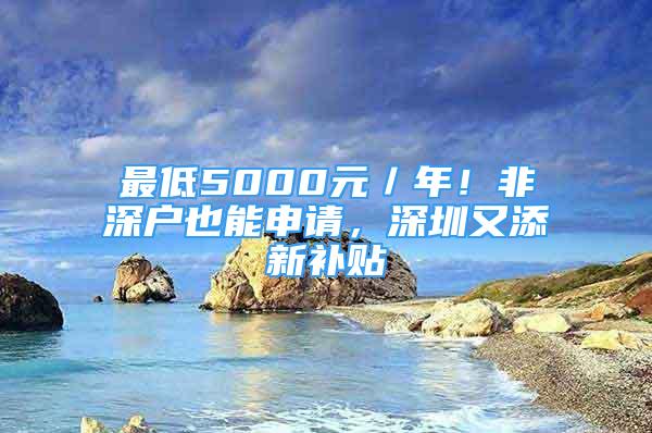 最低5000元／年！非深户也能申请，深圳又添新补贴