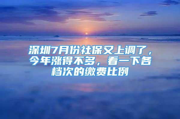 深圳7月份社保又上调了，今年涨得不多，看一下各档次的缴费比例