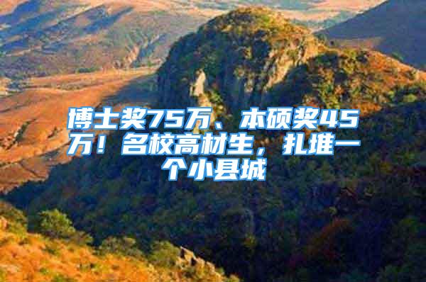 博士奖75万、本硕奖45万！名校高材生，扎堆一个小县城