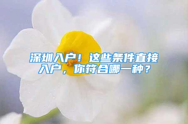 深圳入户！这些条件直接入户，你符合哪一种？