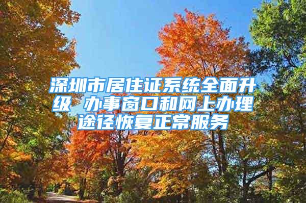 深圳市居住证系统全面升级 办事窗口和网上办理途径恢复正常服务