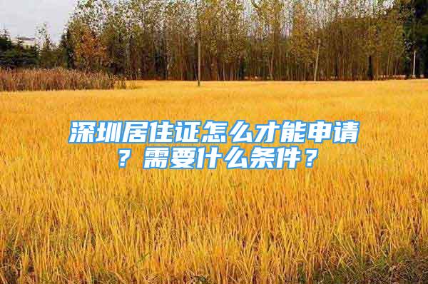 深圳居住证怎么才能申请？需要什么条件？