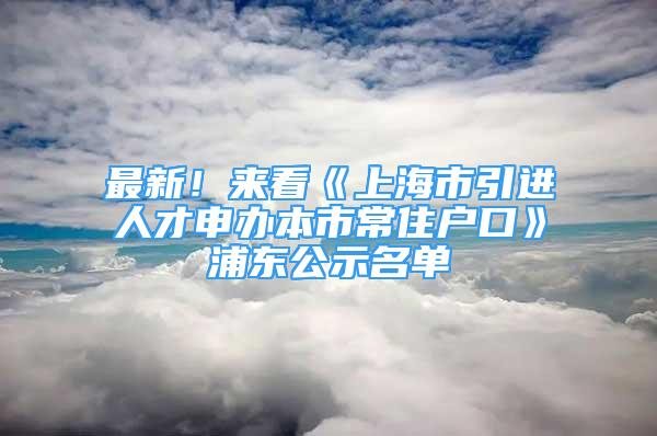 最新！来看《上海市引进人才申办本市常住户口》浦东公示名单