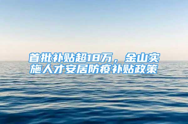 首批补贴超18万，金山实施人才安居防疫补贴政策