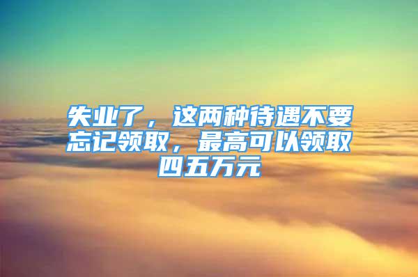 失业了，这两种待遇不要忘记领取，最高可以领取四五万元