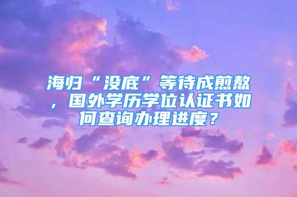 海归“没底”等待成煎熬，国外学历学位认证书如何查询办理进度？