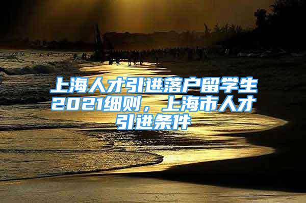 上海人才引进落户留学生2021细则，上海市人才引进条件