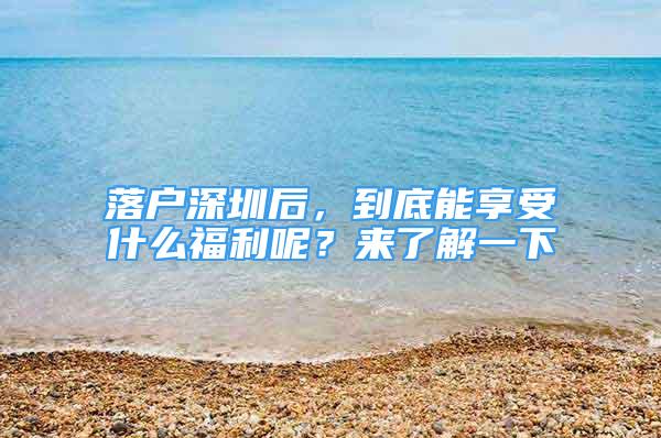 落户深圳后，到底能享受什么福利呢？来了解一下