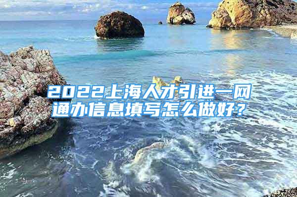 2022上海人才引进一网通办信息填写怎么做好？