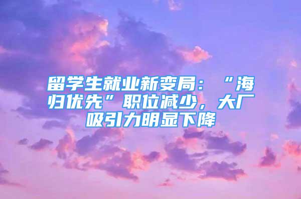 留学生就业新变局：“海归优先”职位减少，大厂吸引力明显下降