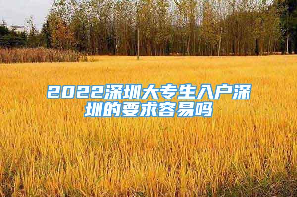 2022深圳大专生入户深圳的要求容易吗