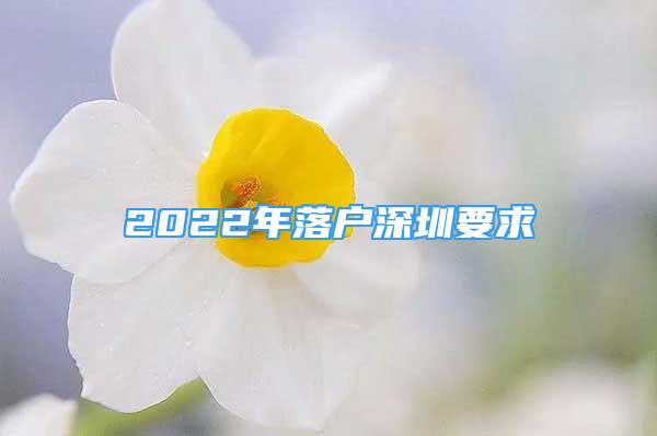 2022年落户深圳要求