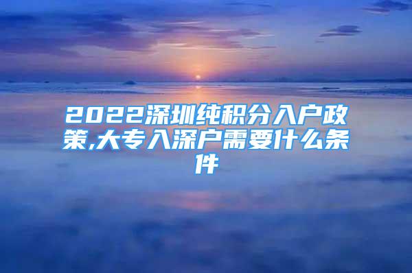 2022深圳纯积分入户政策,大专入深户需要什么条件