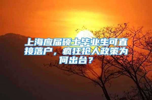 上海应届硕士毕业生可直接落户，疯狂抢人政策为何出台？