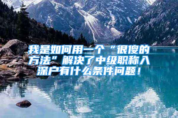 我是如何用一个“很傻的方法”解决了中级职称入深户有什么条件问题！