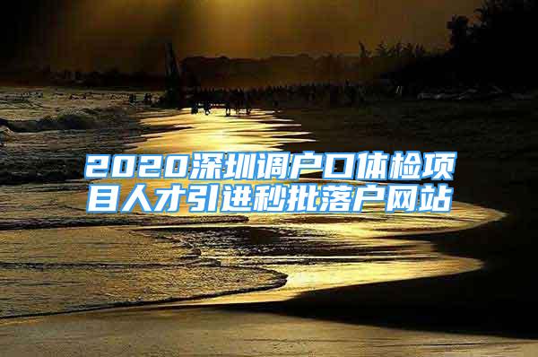 2020深圳调户口体检项目人才引进秒批落户网站