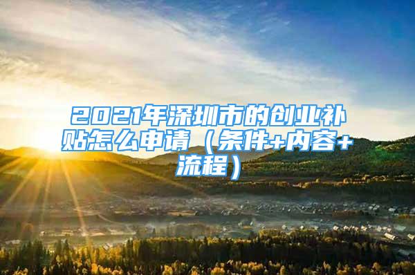 2021年深圳市的创业补贴怎么申请（条件+内容+流程）