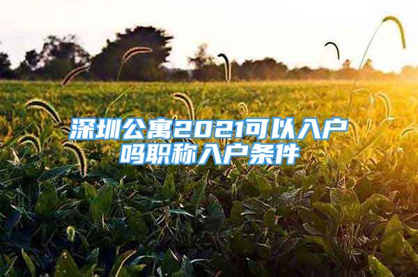 深圳公寓2021可以入户吗职称入户条件