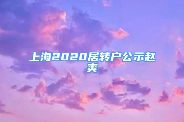 上海2020居转户公示赵爽