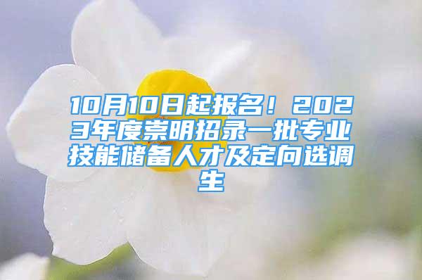 10月10日起报名！2023年度崇明招录一批专业技能储备人才及定向选调生