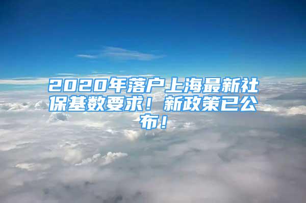 2020年落户上海最新社保基数要求！新政策已公布！