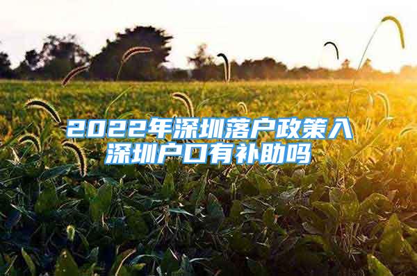 2022年深圳落户政策入深圳户口有补助吗