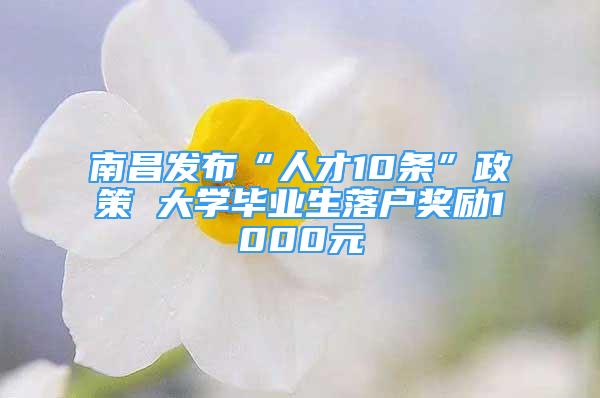 南昌发布“人才10条”政策 大学毕业生落户奖励1000元