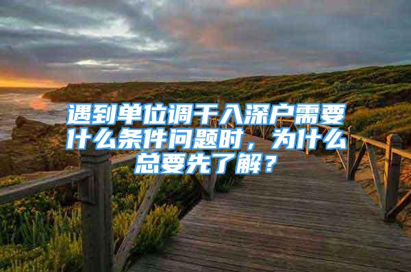 遇到单位调干入深户需要什么条件问题时，为什么总要先了解？