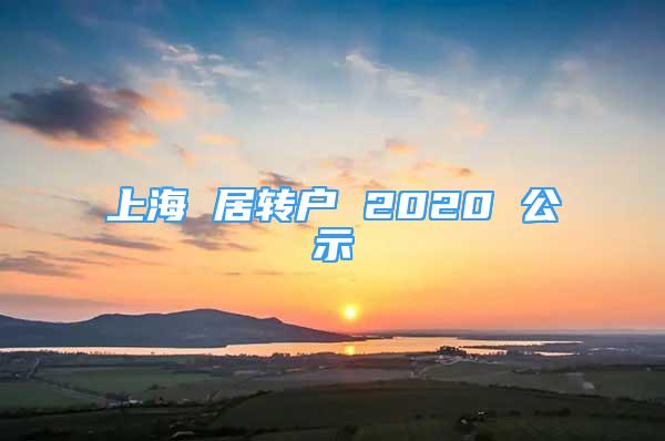 上海 居转户 2020 公示