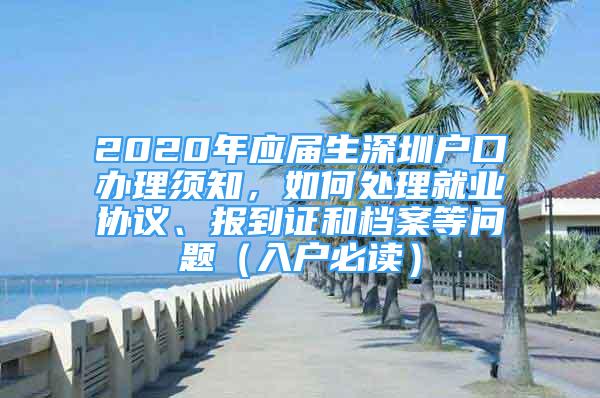 2020年应届生深圳户口办理须知，如何处理就业协议、报到证和档案等问题（入户必读）